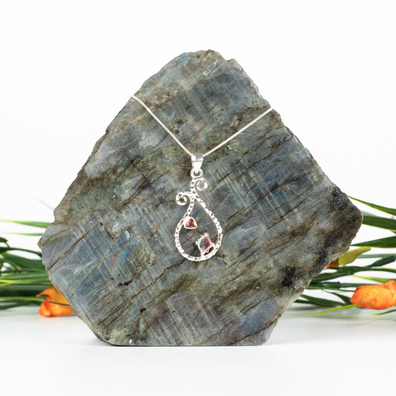 Watermelon Tourmaline Pendant with Pink Tourmaline Jewelry: Pendant Starborn Creations