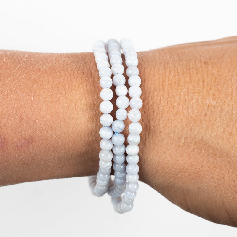 Blue Lace Agate Bracelet Jewelry: Bracelet Milk and Honey 4mm