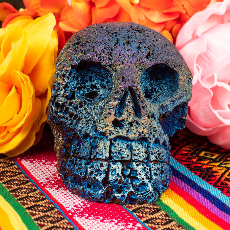 Rainbow Aura Lava Rock Skull Crystal Skull Crystal Magic