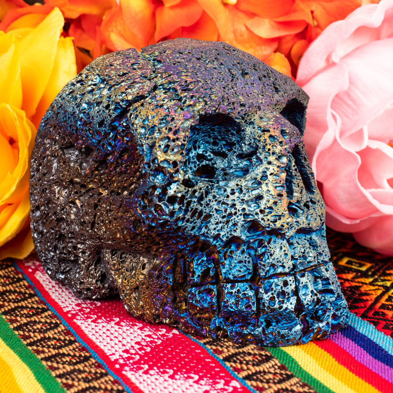 Rainbow Aura Lava Rock Skull Crystal Skull Crystal Magic