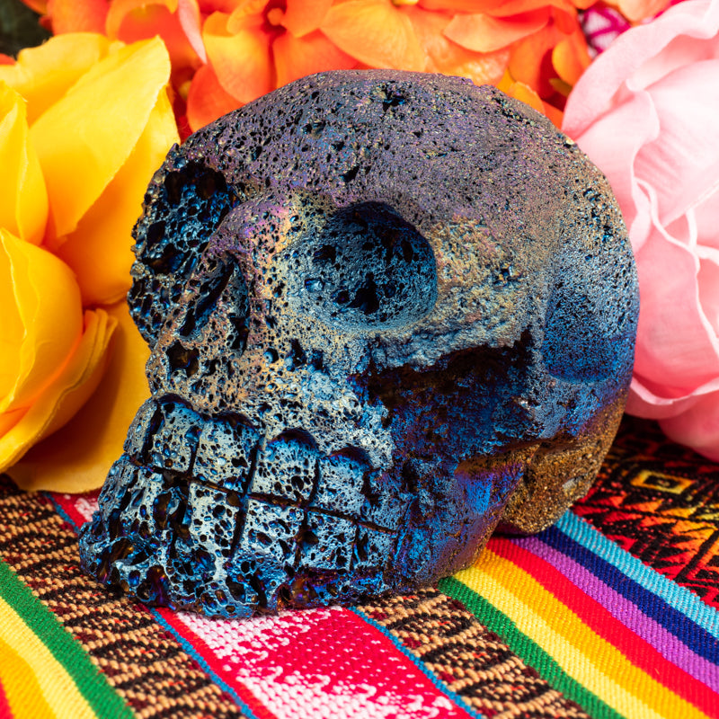 Rainbow Aura Lava Rock Skull Crystal Skull Crystal Magic