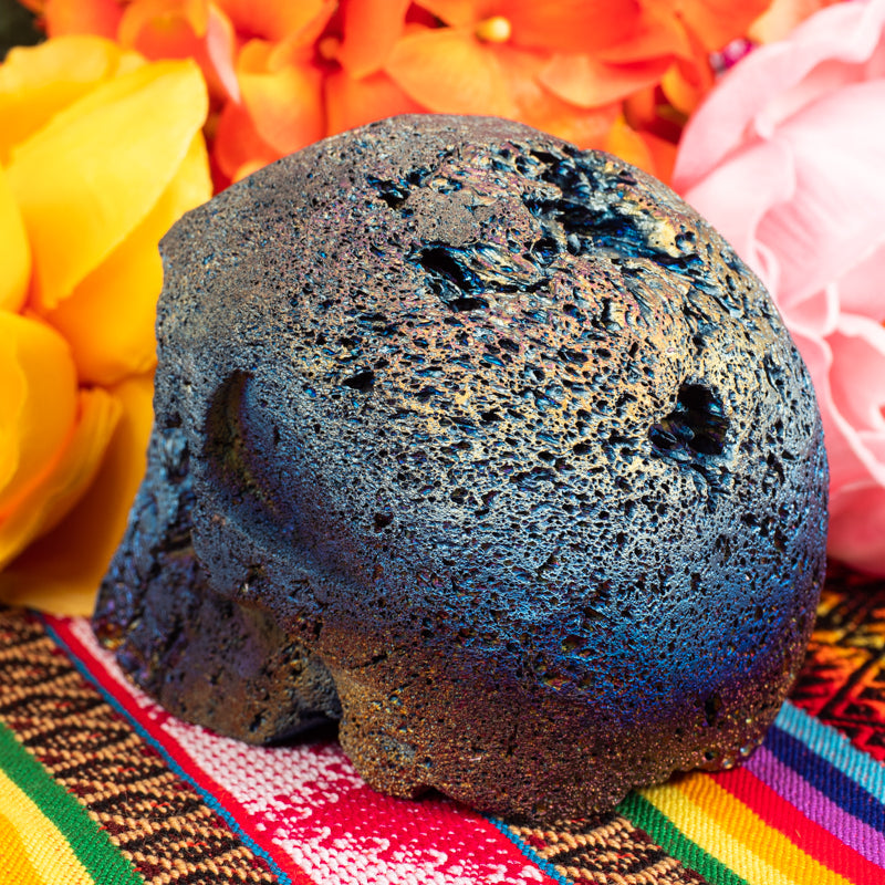 Rainbow Aura Lava Rock Skull Crystal Skull Crystal Magic