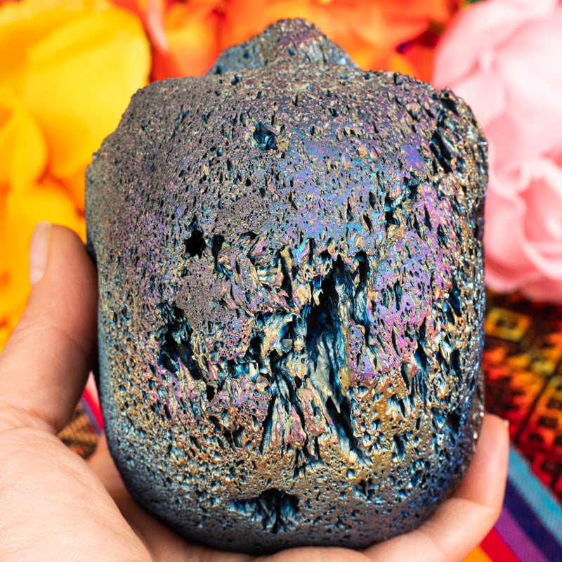 Rainbow Aura Lava Rock Skull Crystal Skull Crystal Magic 
