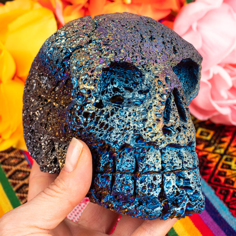 Rainbow Aura Lava Rock Skull Crystal Skull Crystal Magic 