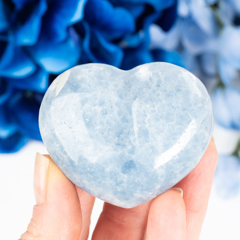 Blue Calcite Heart Crystal Heart Aquarius Sign
