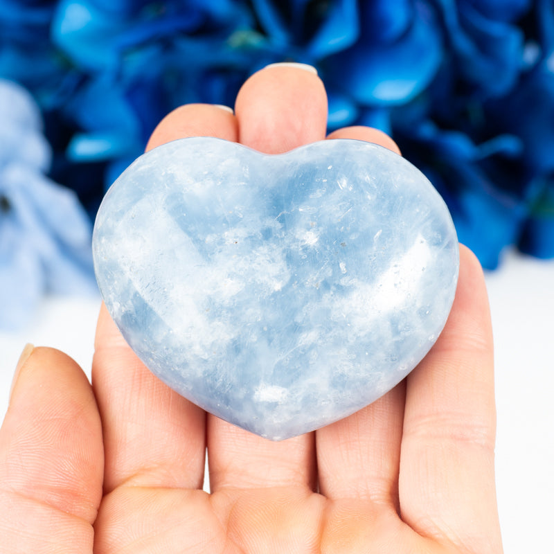 Blue Calcite Heart Crystal Heart Aquarius Sign 
