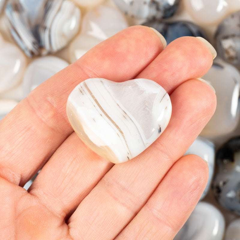 Gray Banded Agate Heart Crystal Heart Crystal Magic online
