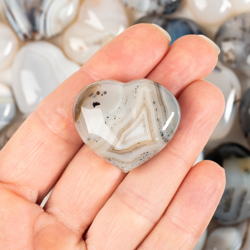 Gray Banded Agate Heart Crystal Heart Crystal Magic online