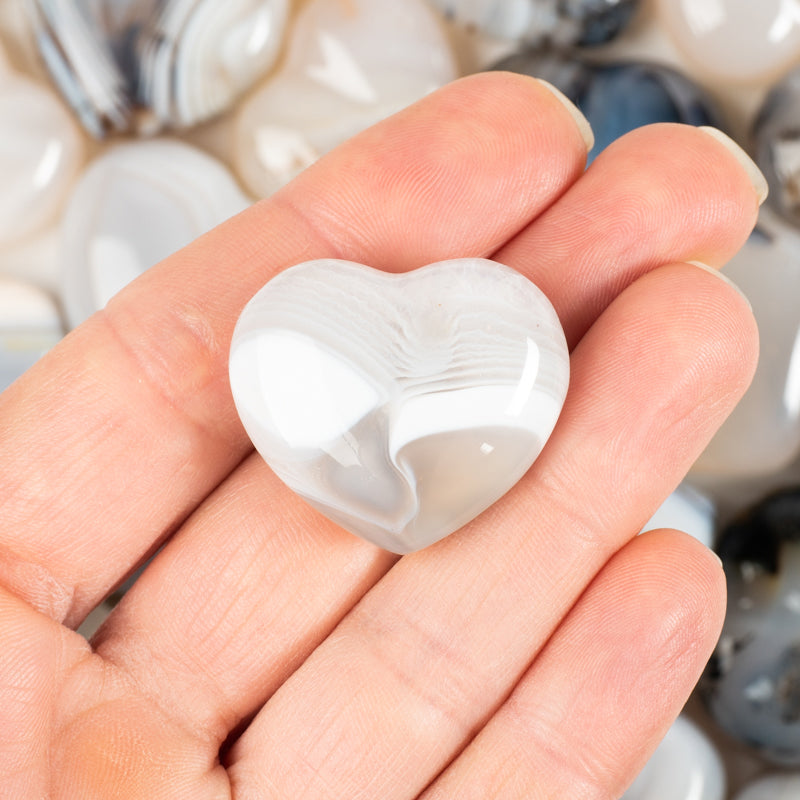 Gray Banded Agate Heart Crystal Heart Crystal Magic online