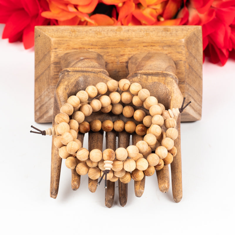 Cypress Wood Wrist Mala Jewelry: Mala Namu Baru