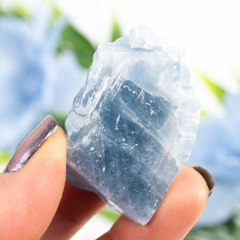 Raw Blue Calcite Crystal Chunk Aquarius Sign