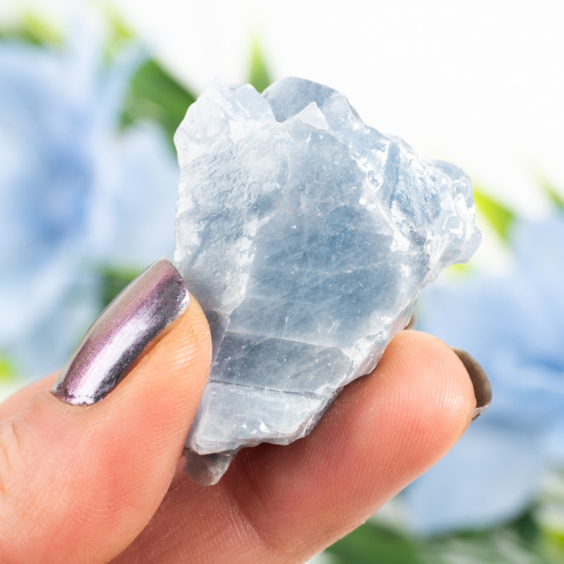 Raw Blue Calcite Crystal Chunk Aquarius Sign