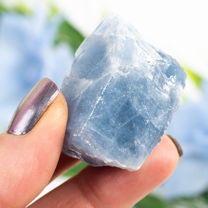 Raw Blue Calcite Crystal Chunk Aquarius Sign