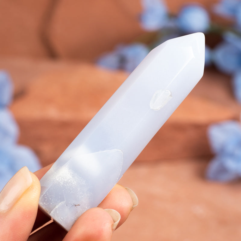 Blue Chalcedony Point Crystal Point Cancer Sign Small