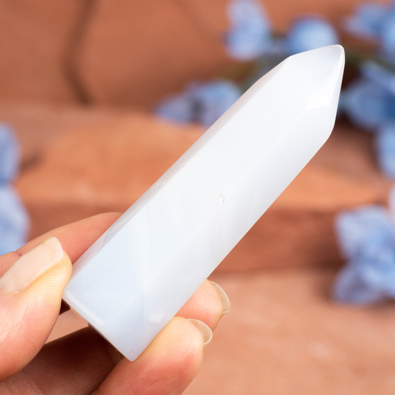 Blue Chalcedony Point Crystal Point Cancer Sign
