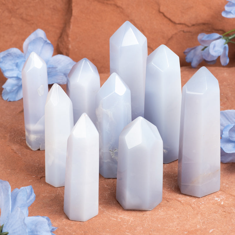 Blue Chalcedony Point Crystal Point Cancer Sign