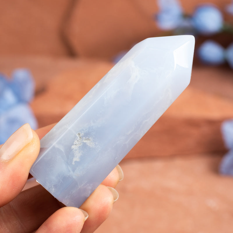 Blue Chalcedony Point Crystal Point Cancer Sign Medium