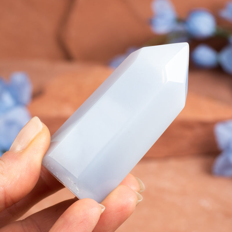Blue Chalcedony Point Crystal Point Cancer Sign