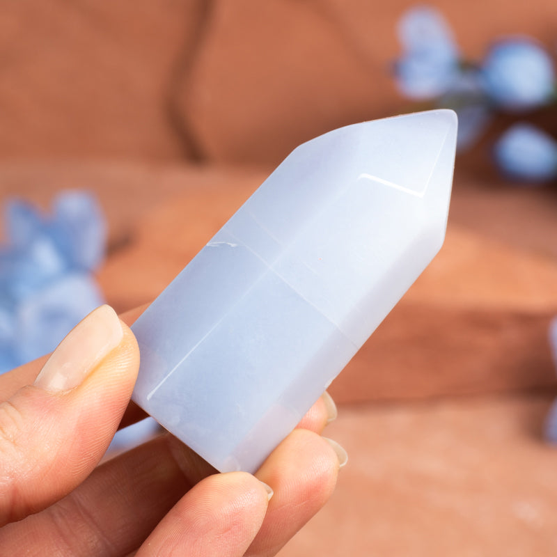 Blue Chalcedony Point Crystal Point Cancer Sign