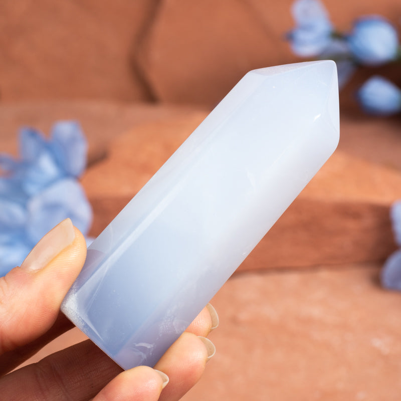 Blue Chalcedony Point Crystal Point Cancer Sign