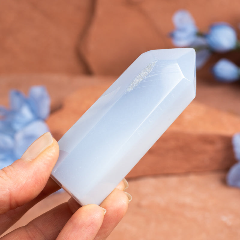 Blue Chalcedony Point Crystal Point Cancer Sign