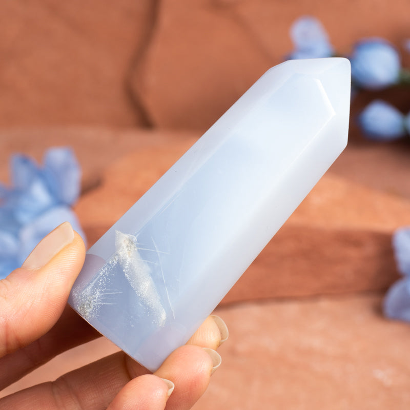 Blue Chalcedony Point Crystal Point Cancer Sign Large