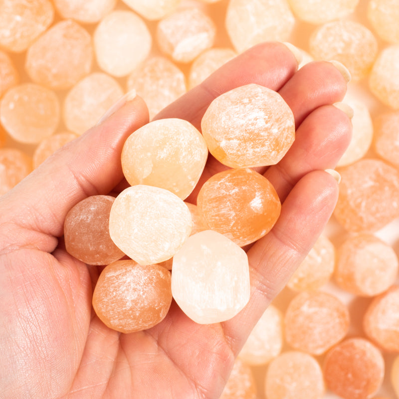 Peach Selenite Tumbled Crystal Tumbled Aquarius