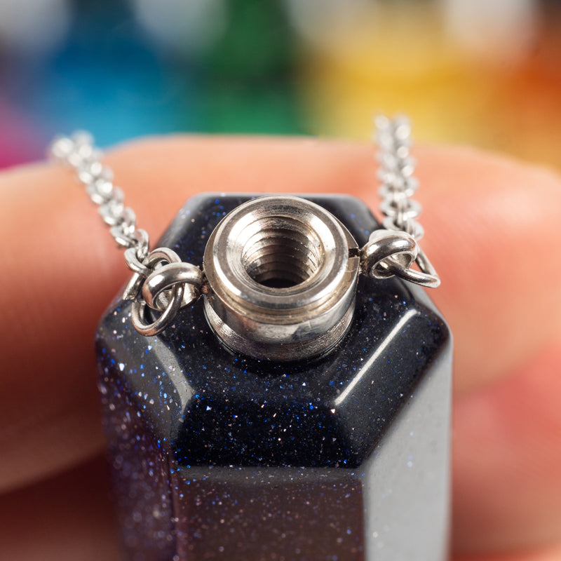 Blue Goldstone Essential Oil Holder Necklace Jewelry: Necklace Crystal Magic