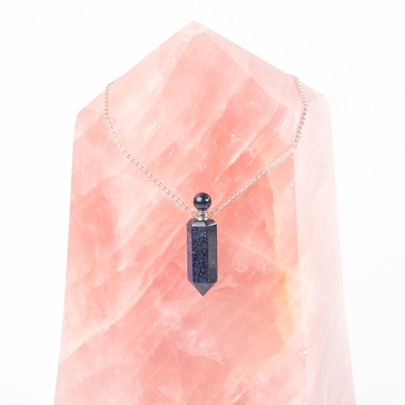 Blue Goldstone Essential Oil Holder Necklace Jewelry: Necklace Crystal Magic
