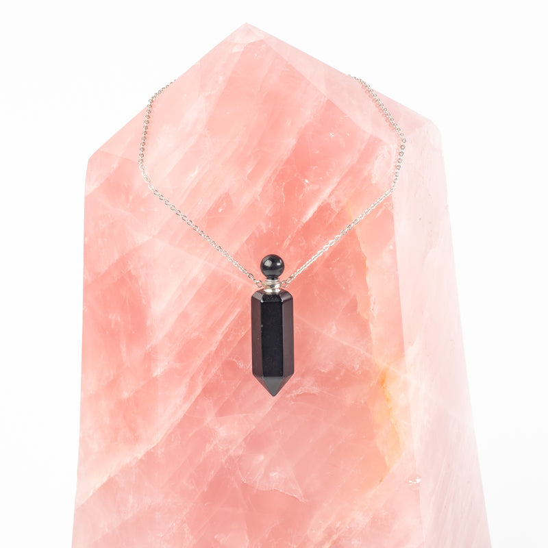 Black Obsidian Essential Oil Holder Necklace Jewelry: Necklace Crystal Magic