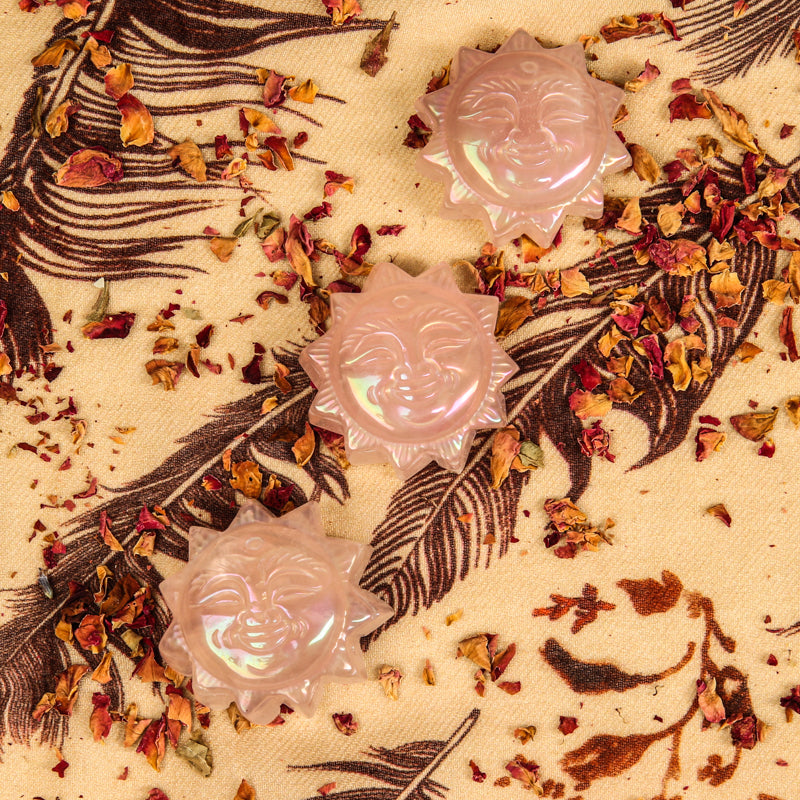 Angel Aura Rose Quartz Carved Sun Crystal Carving Crystal Magic