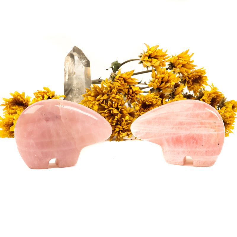 Rose Quartz Carved Buffalo Crystal Carvings Crystal Magic