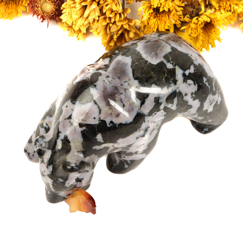 Mystic Merlinite Bear with Fish Crystal Carvings Crystal Magic