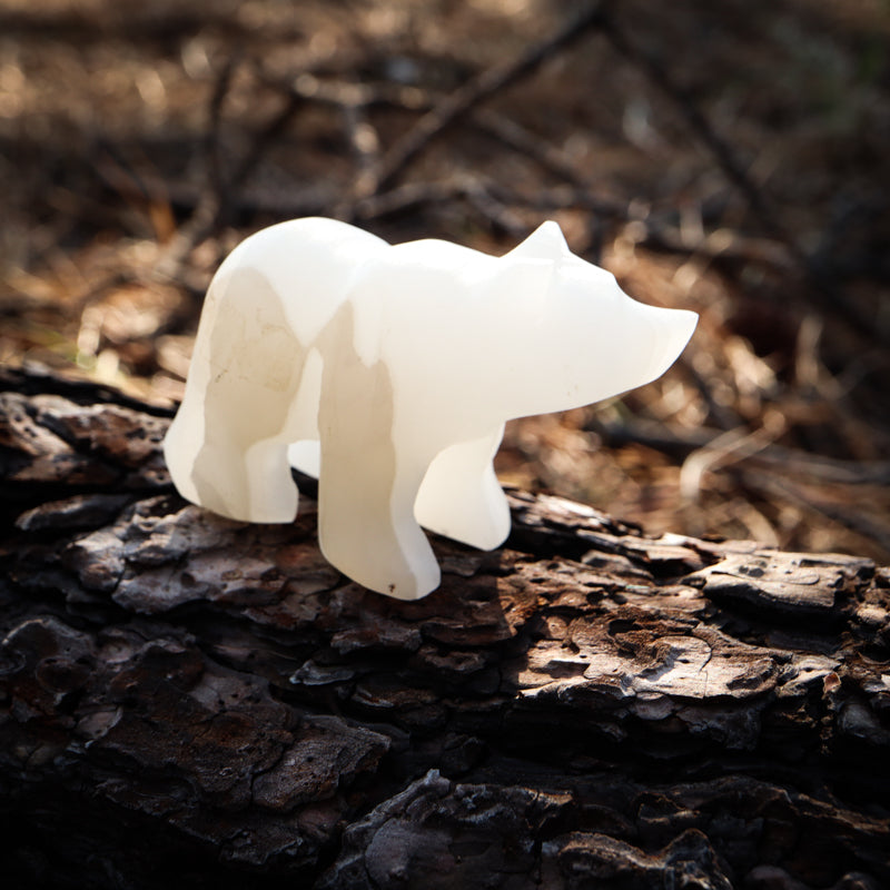 White Onyx Carved Bear Crystal Carvings Crystal Magic