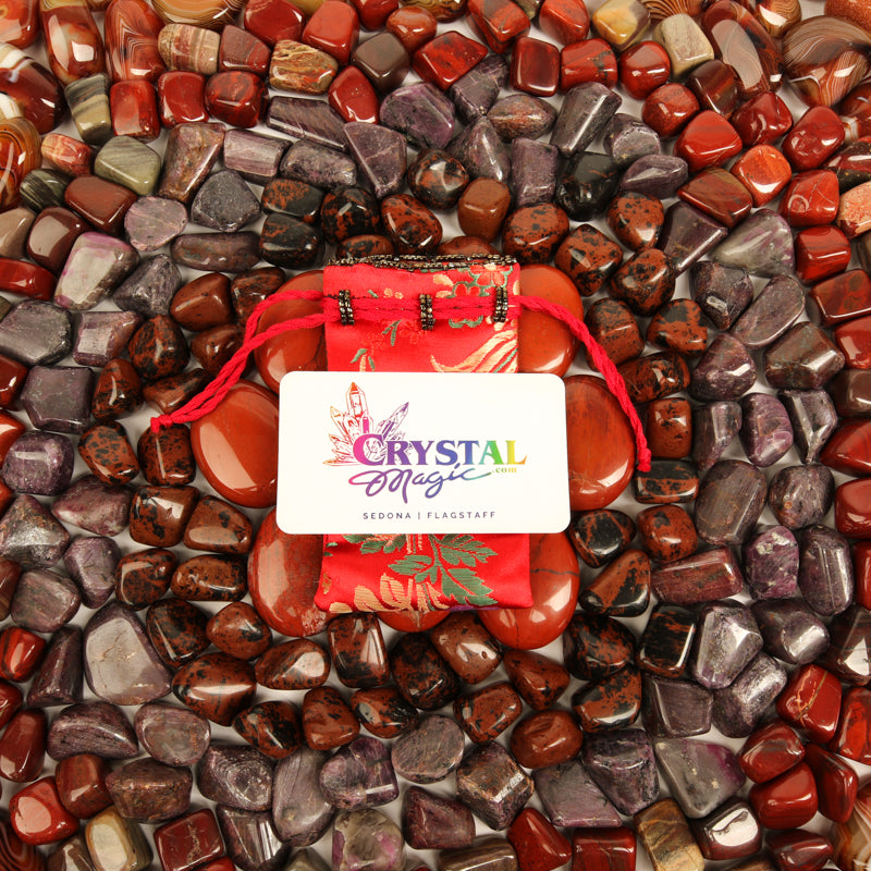 Root Chakra Stone Bundle Crystal Bundle Crystal Magic online Hand Knit Bag