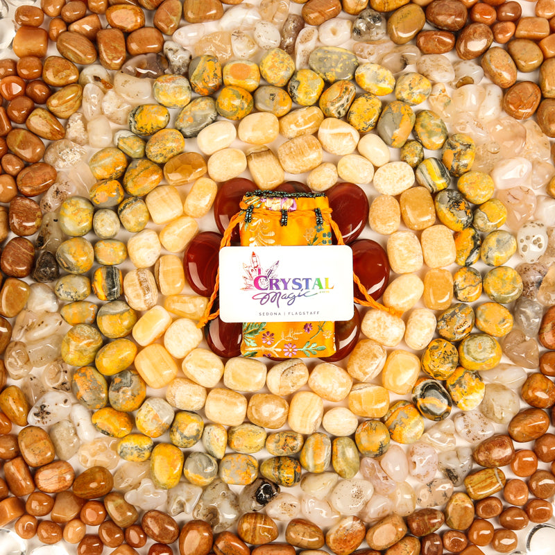 Sacral Chakra Stone Bundle Crystal Bundle Crystal Magic online Hand Knit Bag