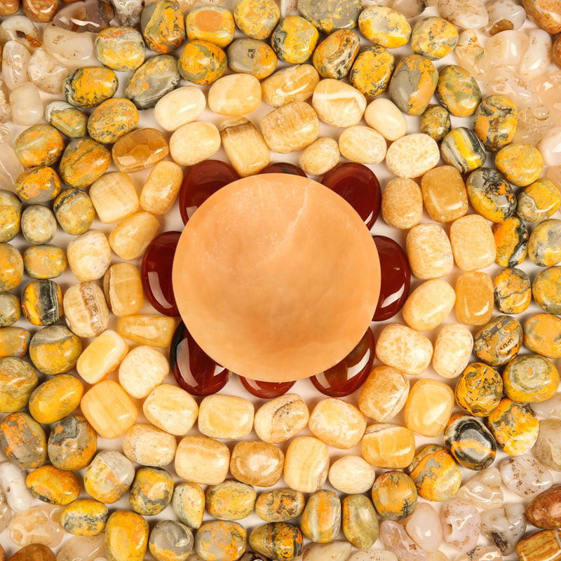 Sacral Chakra Stone Bundle Crystal Bundle Crystal Magic online Peach Selenite Bowl