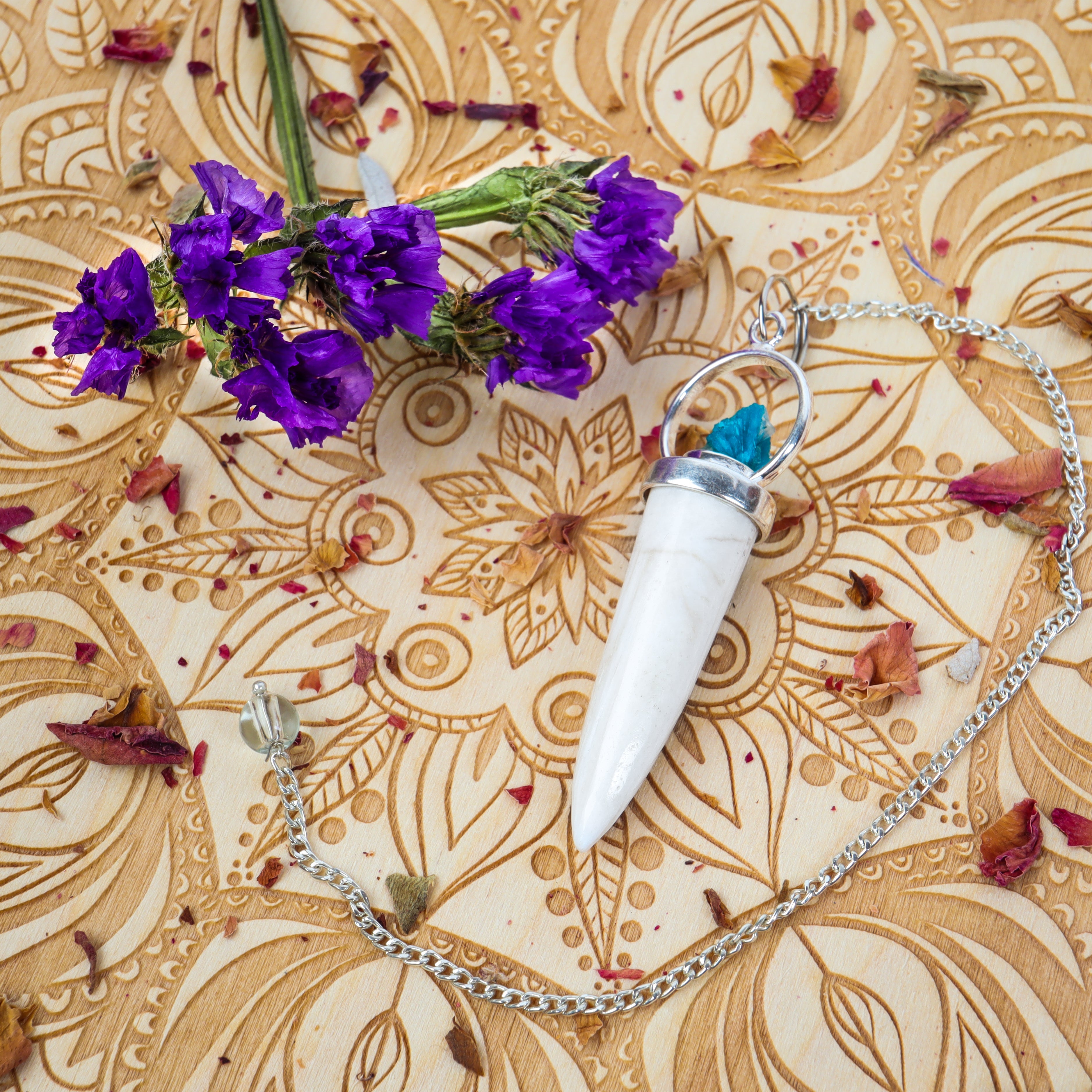 Scolecite With Cavansite Pendulum Gifts & Decor: Pendulum Crystal Magic online