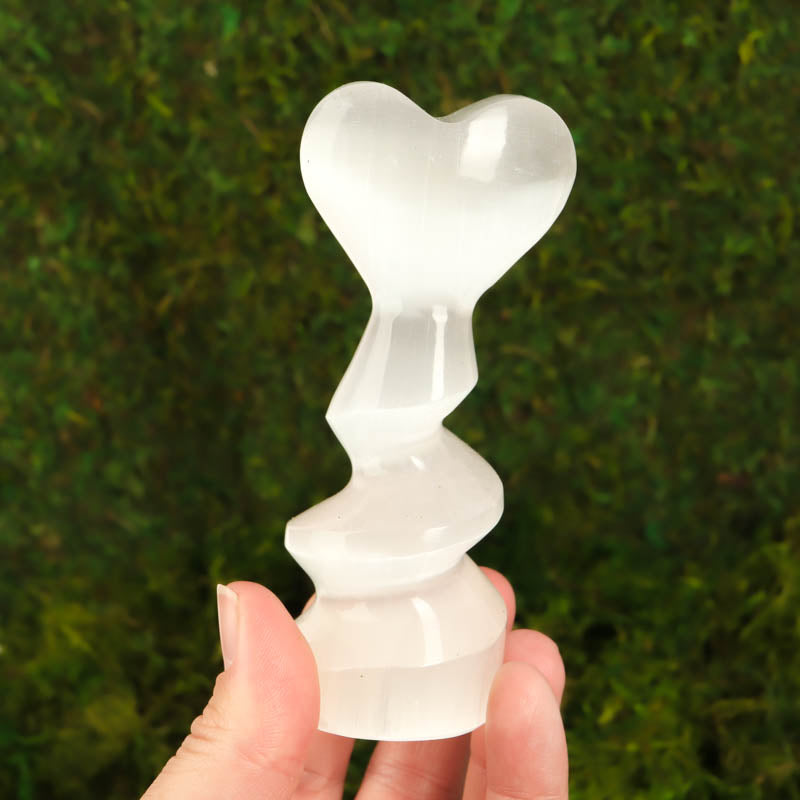 Selenite Spiral Heart Tower Crystal Point Crystal Magic Small