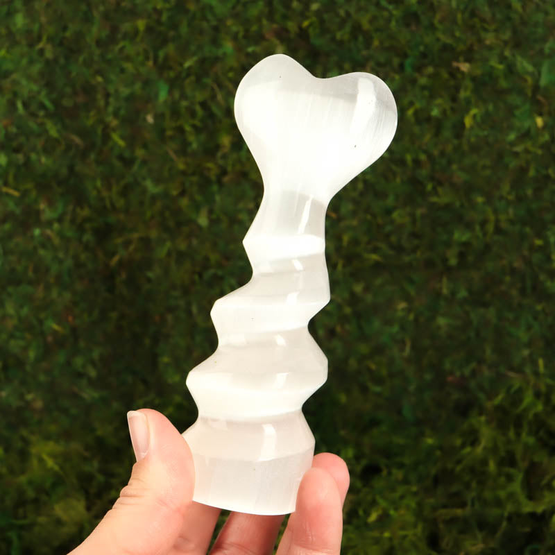 Selenite Spiral Heart Tower Crystal Point Crystal Magic Medium