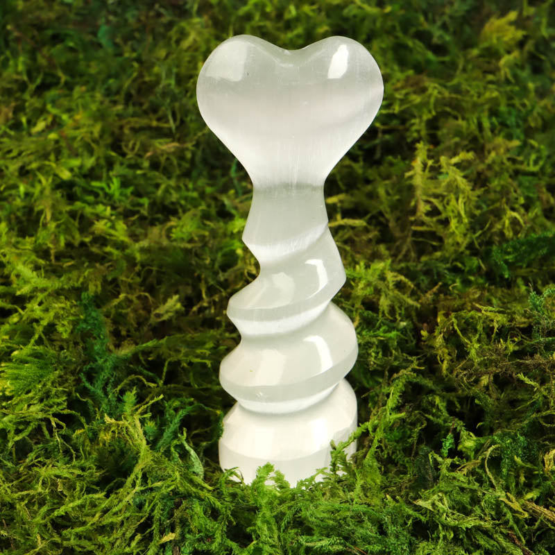 Selenite Spiral Heart Tower Crystal Point Crystal Magic