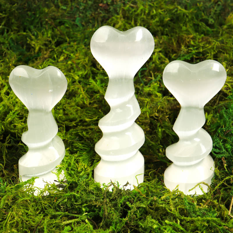 Selenite Spiral Heart Tower Crystal Point Crystal Magic