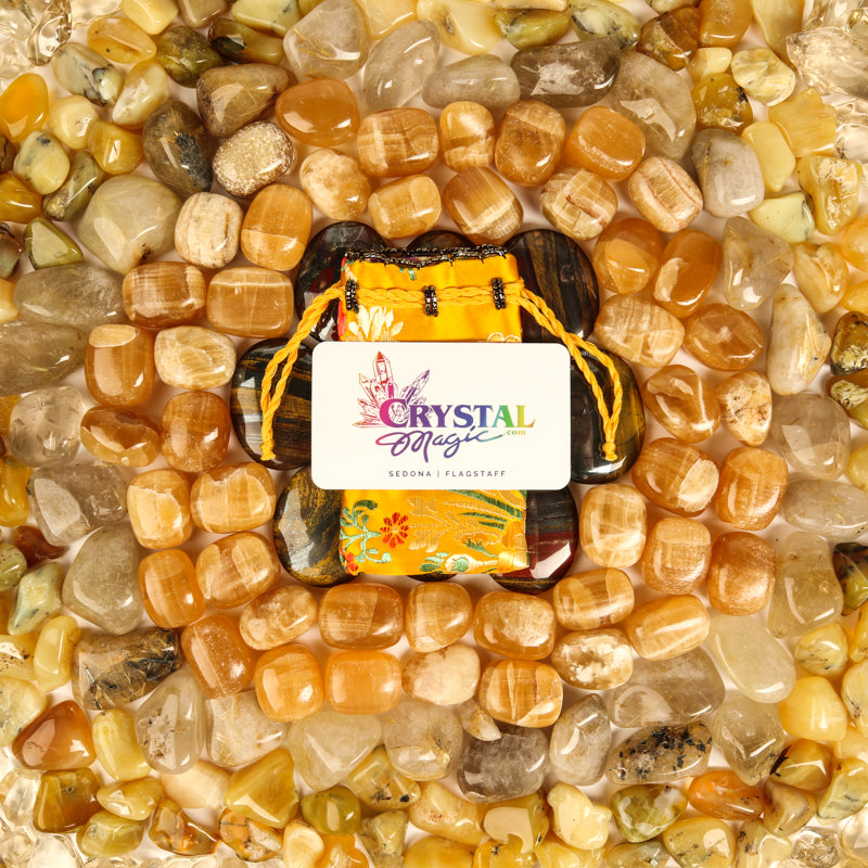 Solar Plexus Chakra Stone Bundle Crystal Bundle Crystal Magic online Hand Knit Bag