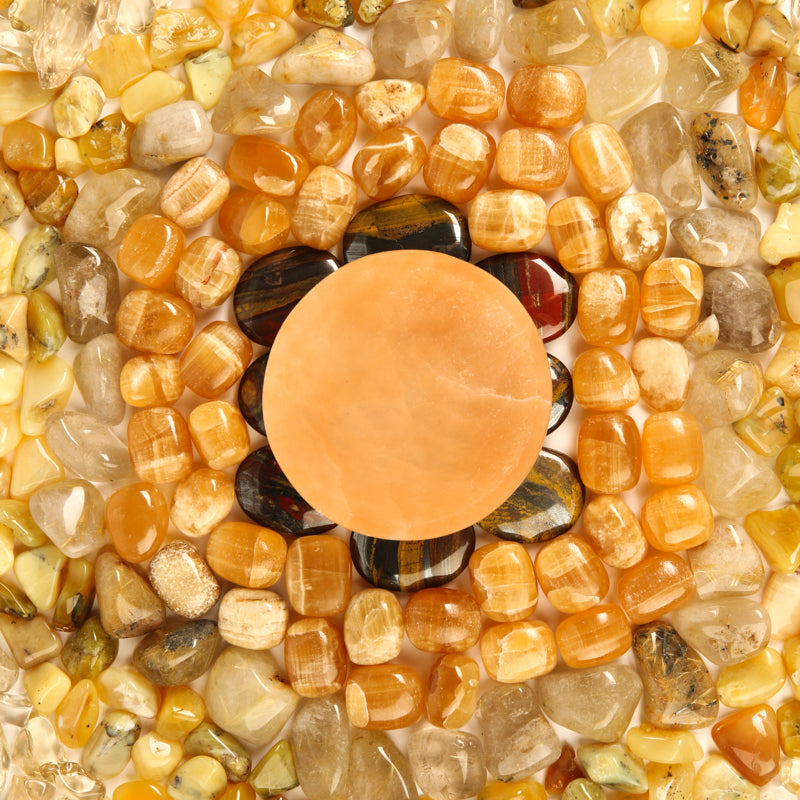 Solar Plexus Chakra Stone Bundle Crystal Bundle Crystal Magic online Peach Selenite Bowl