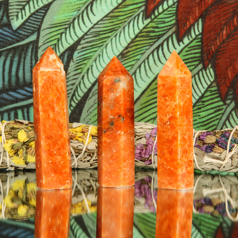 Orange Sunstone Point Crystal Sphere Crystal Magic