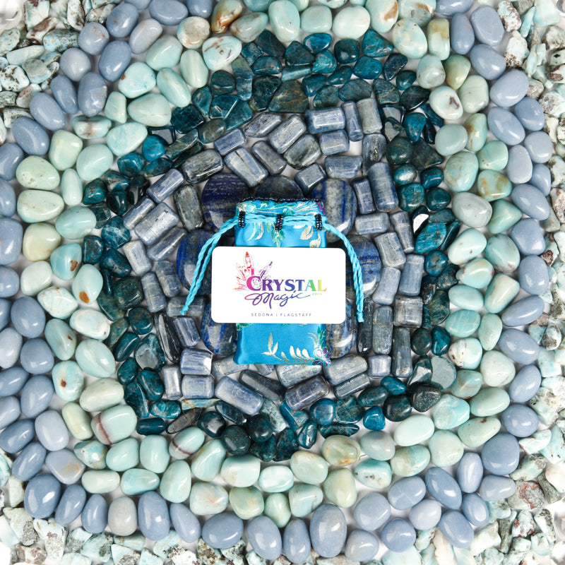 Throat Chakra Stone Bundle Crystal Bundle Crystal Magic online Hand Knit Bag