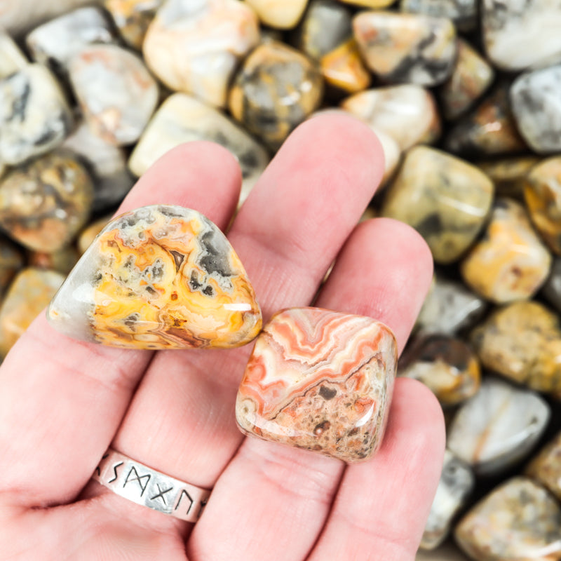 Crazy Lace Agate Tumbled Crystal Tumbled Aries Yellow