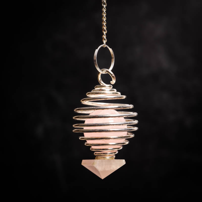 Caged Crystal Pendulum Gifts & Decor: Pendulum Crystal Magic online Rose Quartz