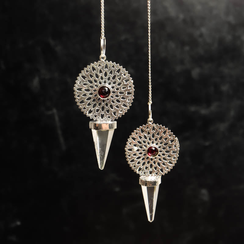 Clear Quartz Point Pendulum with Garnet Gifts & Decor: Pendulum Crystal Magic online