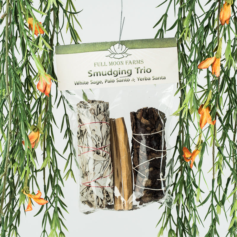 Smudging Trio-White Sage, Palo Santo, & Yerba Santa Incense Full Moon Farms
